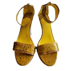 Newport News Cork Sandal High Heels w Clear Heel Vintage 90's Size 7
